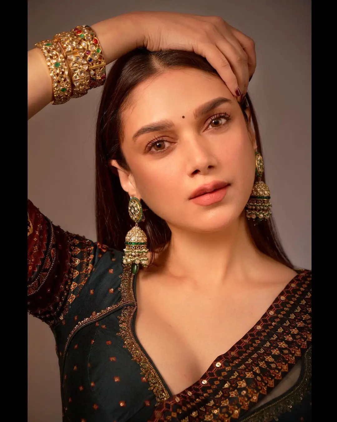 Bollywood Actress Aditi Rao Hydari In Black Lehenga Choli